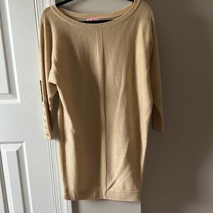 Lilly Pulitzer, XS, Gold Metallic Sweater Dress